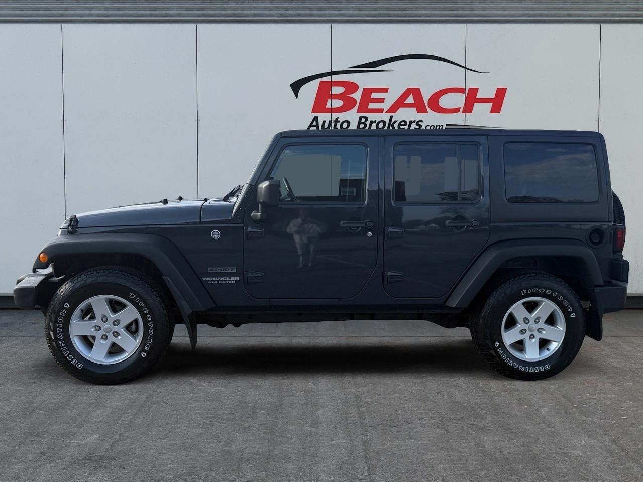 2017 Jeep Wrangler Unlimited Sport, BLUETOOTH, POWER/HEATED MIRRORS, TOW PACKAGE, REMOTE KEYLESS ENTRY, TINTED GLASS, CLEAN CARFAX, THIS WRANGLER IS READY FOR ITS NEXT ADVENTURE!