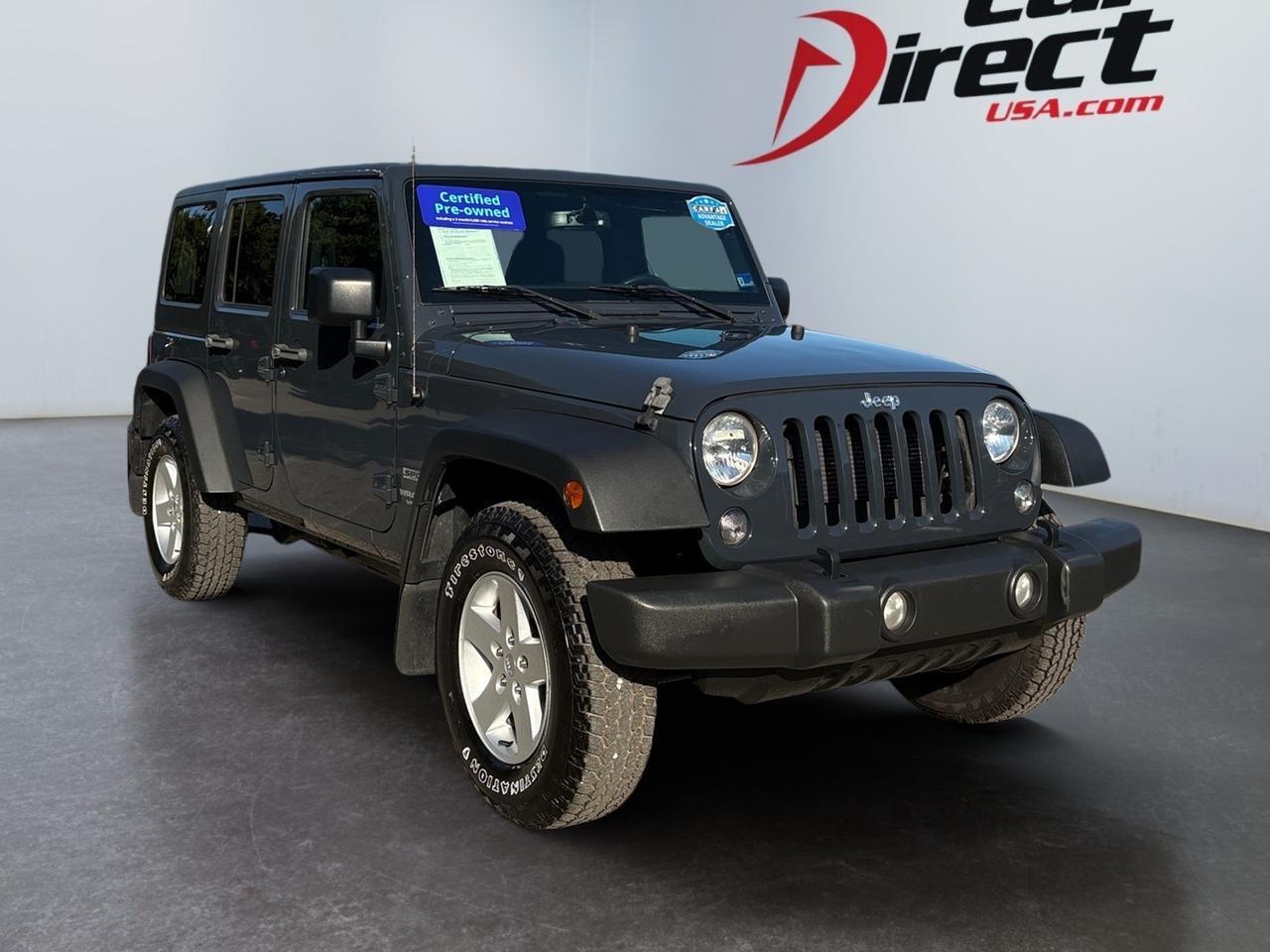 2017 Jeep Wrangler Unlimited Sport, HARD TOP, UCONNECT BLUETOOTH, POWER/HEATED MIRRORS, TOW PACKAGE, REMOTE KEYLESS ENTRY, TINTED GLASS, CLEAN CARFAX, THIS WRANGLER IS READY FOR ITS NEXT ADVENTURE! Virginia Beach VA