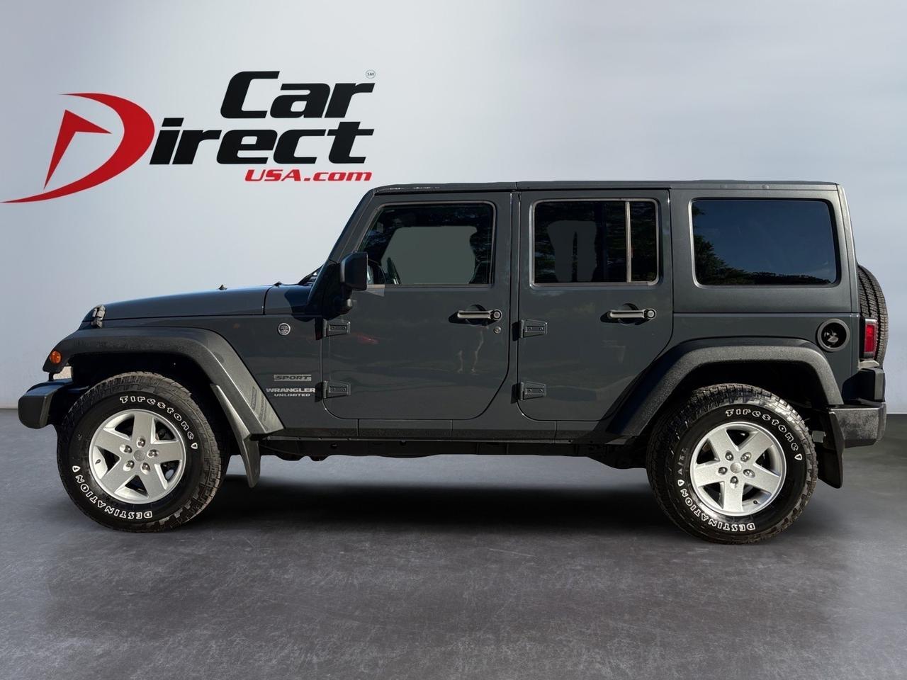 2017 Jeep Wrangler Unlimited Sport, HARD TOP, UCONNECT BLUETOOTH, POWER/HEATED MIRRORS, TOW PACKAGE, REMOTE KEYLESS ENTRY, TINTED GLASS, CLEAN CARFAX, THIS WRANGLER IS READY FOR ITS NEXT ADVENTURE!