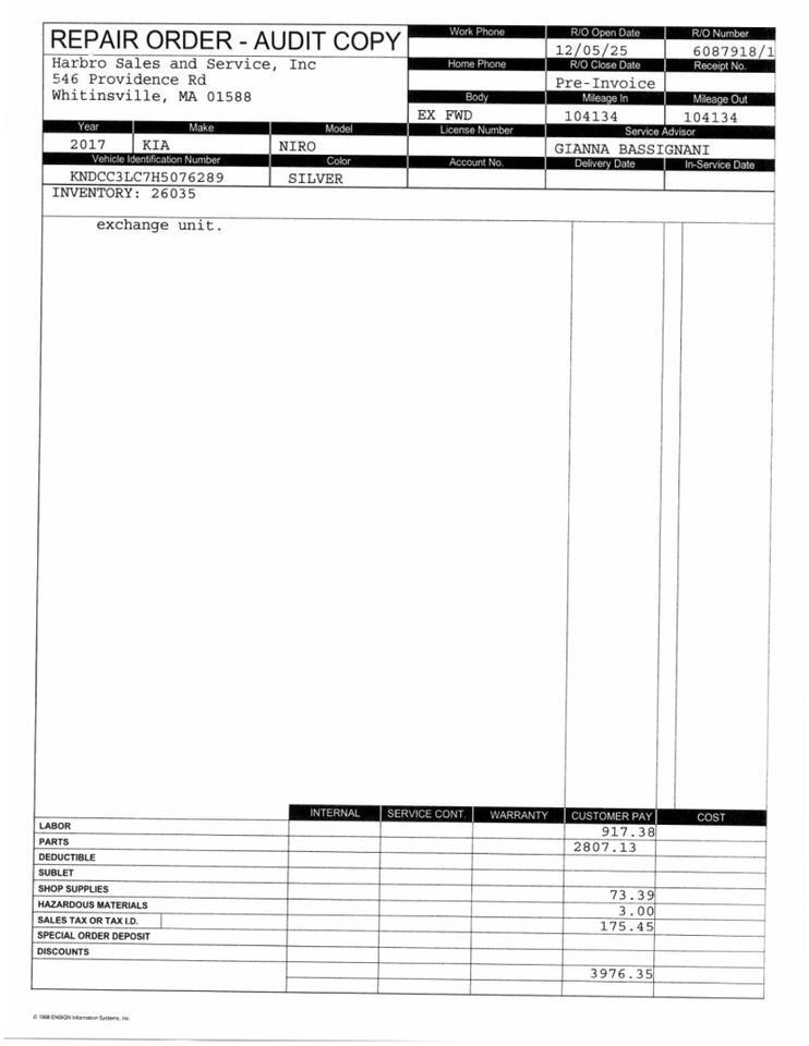 2017 Kia Niro EX - 1 OWNER - GREAT SERVICE RECORDS Webster MA