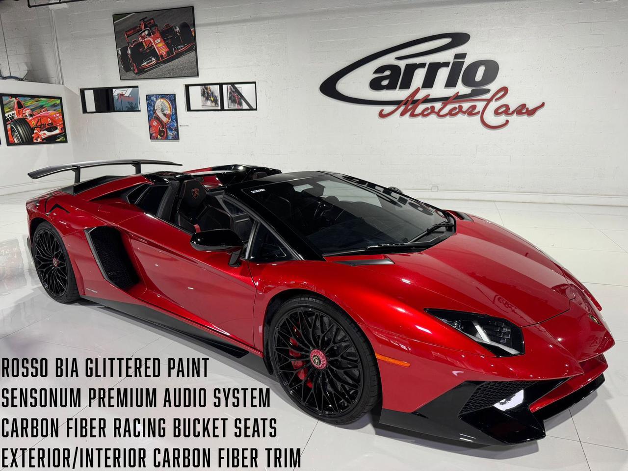2017 Lamborghini Aventador SV Roadster Rosso Bia Glittered paint a $14K option! Sensonum audio, carbon galore AND MUCH MORE!!