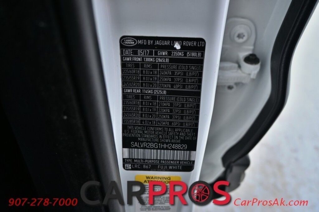 2017 Land Rover Range Rover Evoque HSE - All Wheel Drive - Driver Assistance Plus & Luxury Seating Pkg - Front Heated & Cooled Leater Seats - 2nd Row Heated Seats - Heated Steering Wheel - Heads Up Display - NAV - Bluetooth - Backup Camera - Panoramic Sunroof - BSD - Rear Sensors Anchorage AK