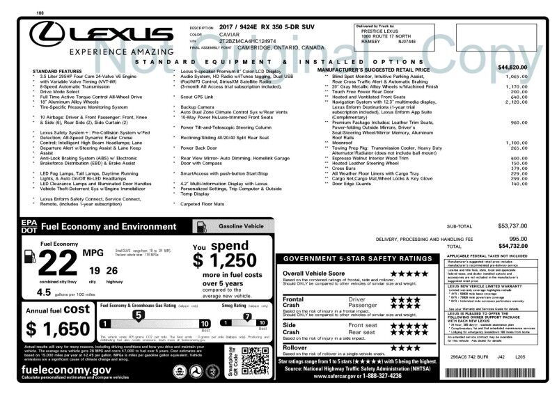 2017 Lexus RX 350 AWD w/ Premium Package Arlington VA