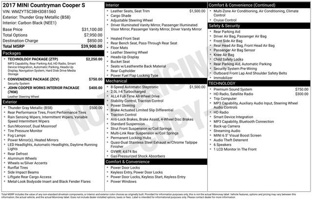 2017 MINI Cooper S Countryman Base Raleigh NC