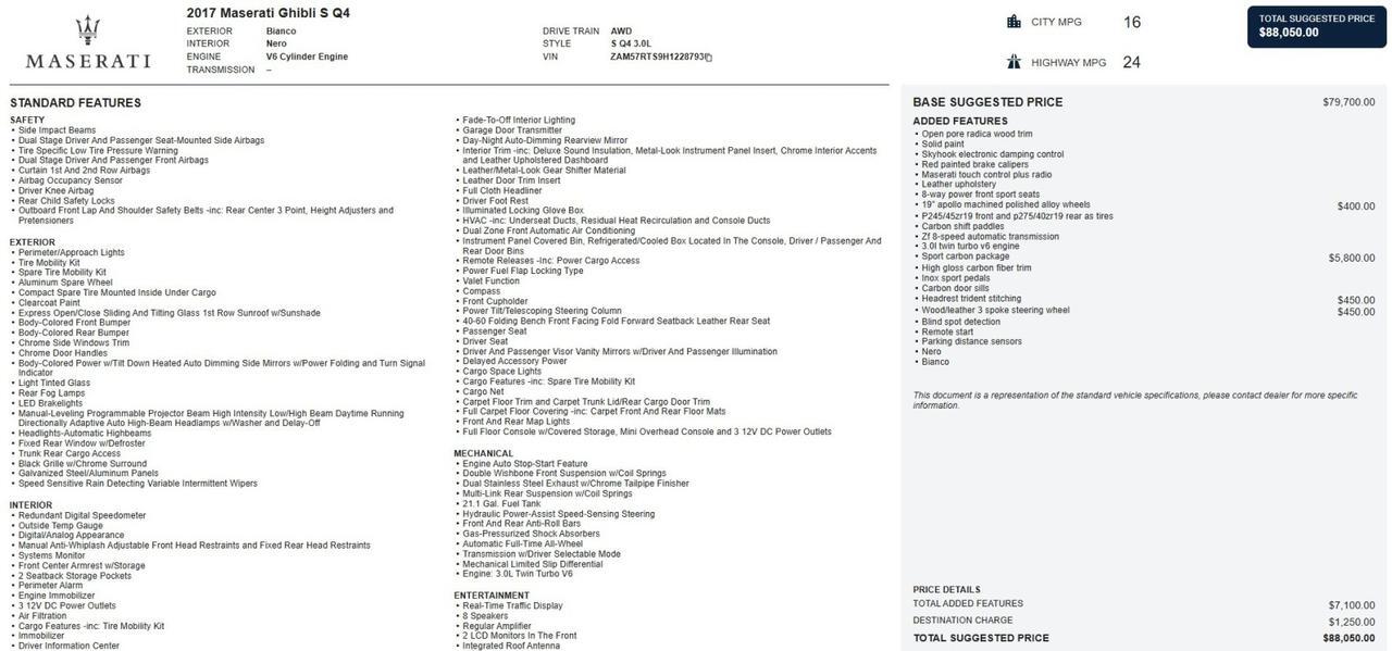 2017 Maserati Ghibli AWD S Q4 West Chester PA