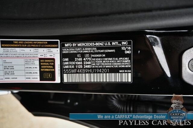2017 Mercedes-Benz C 300 / AWD / Premium Pkg / Power & Heated Leather Seats / Navigation / Panoramic Sunroof / Blind Spot Alert / Bluetooth / Back Up Camera / Cruise Control / Keyless Entry / 31 MPG / Only 62K Miles Anchorage AK