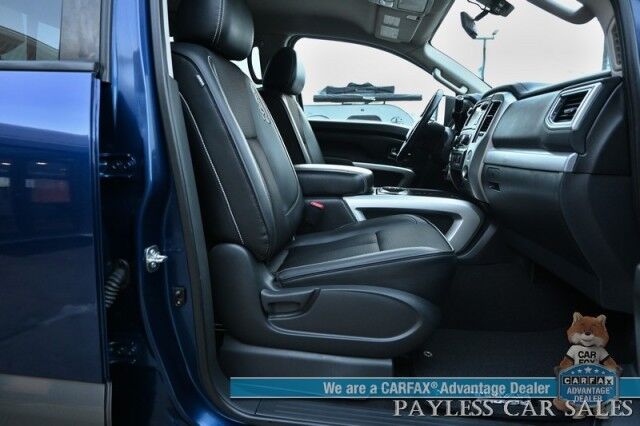 2017 Nissan Titan PRO-4X / 4X4 / 5.6L V8 / Crew Cab / Power & Heated Leather Seats / Rockford Fosgate Speakers / NAV / Blind Spot / Bluetooth / Back Up Camera / Keyless Entry & Start / Tonneau Cover / Bed Liner / Tow Pkg Anchorage AK