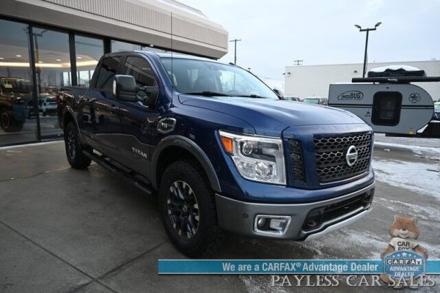 2017 Nissan Titan PRO-4X / 4X4 / 5.6L V8 / Crew Cab / Power & Heated Leather Seats / Rockford Fosgate Speakers / NAV / Blind Spot / Bluetooth / Back Up Camera / Keyless Entry & Start / Tonneau Cover / Bed Liner / Tow Pkg Anchorage AK