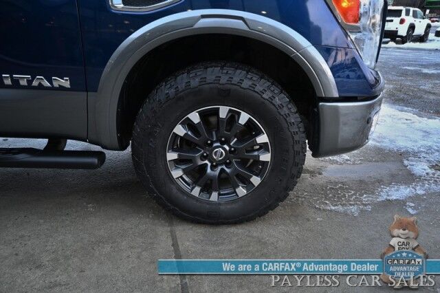 2017 Nissan Titan PRO-4X / 4X4 / 5.6L V8 / Crew Cab / Power & Heated Leather Seats / Rockford Fosgate Speakers / NAV / Blind Spot / Bluetooth / Back Up Camera / Keyless Entry & Start / Tonneau Cover / Bed Liner / Tow Pkg Anchorage AK