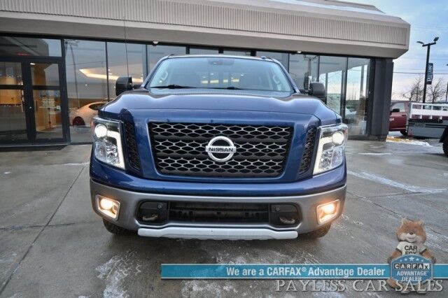 2017 Nissan Titan PRO-4X / 4X4 / 5.6L V8 / Crew Cab / Power & Heated Leather Seats / Rockford Fosgate Speakers / NAV / Blind Spot / Bluetooth / Back Up Camera / Keyless Entry & Start / Tonneau Cover / Bed Liner / Tow Pkg Anchorage AK