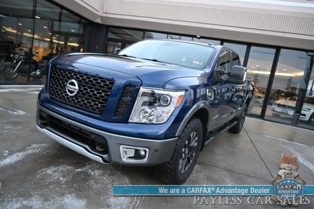 2017 Nissan Titan PRO-4X / 4X4 / 5.6L V8 / Crew Cab / Power & Heated Leather Seats / Rockford Fosgate Speakers / NAV / Blind Spot / Bluetooth / Back Up Camera / Keyless Entry & Start / Tonneau Cover / Bed Liner / Tow Pkg Anchorage AK