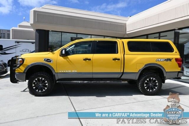 2017 Nissan Titan XD PRO-4X / 4X4 / Turbo Diesel / Convenience Pkg / Crew Cab / Auto Start / Front & Rear Heated Leather Seats / Heated Steering / NAV / Rockford Fosgate Audio / Bluetooth / Westin HDX Guard / Only 35K Miles / Tow Pkg Anchorage AK