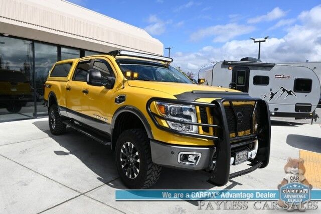 2017 Nissan Titan XD PRO-4X / 4X4 / Turbo Diesel / Convenience Pkg / Crew Cab / Auto Start / Front & Rear Heated Leather Seats / Heated Steering / NAV / Rockford Fosgate Audio / Bluetooth / Westin HDX Guard / Only 35K Miles / Tow Pkg Anchorage AK