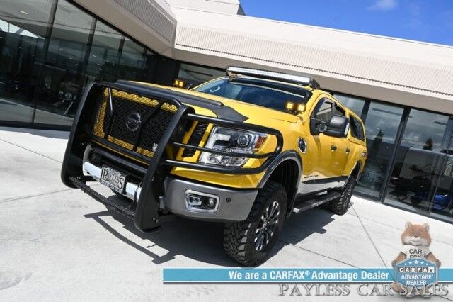 2017 Nissan Titan XD PRO-4X / 4X4 / Turbo Diesel / Convenience Pkg / Crew Cab / Auto Start / Front & Rear Heated Leather Seats / Heated Steering / NAV / Rockford Fosgate Audio / Bluetooth / Westin HDX Guard / Only 35K Miles / Tow Pkg Anchorage AK