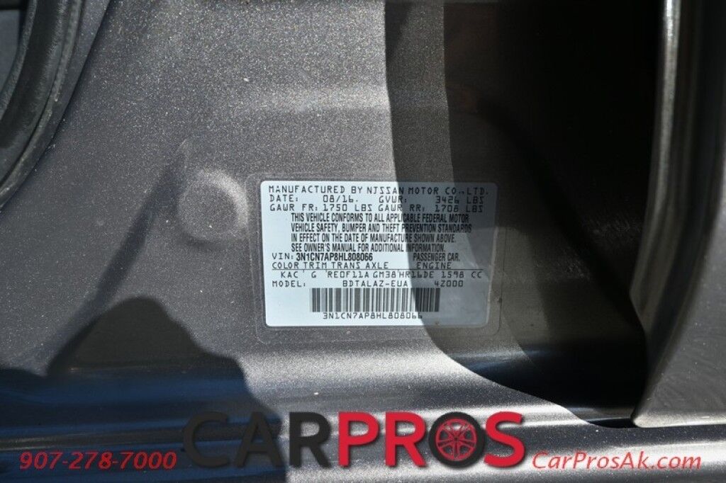 2017 Nissan Versa Sedan S Plus 1.6L - Automatic - Bluetooth - Cruise Control - Power Mirrors - Low Miles - 1 Owner Anchorage AK