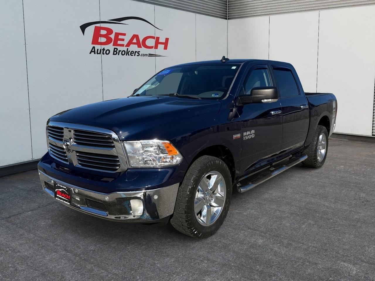 2017 Ram 1500 Big Horn, HEATED SEATS, ALPINE SPEAKERS, UNIVERSAL GARAGE DOOR OPENER, BLUETOOTH, TOW PACKAGE, BED LINER, POWER SLIDING REAR WINDOW, POWER/HEATED MIRRORS, BACKUP CAMERA, RUNNING BOARDS, LOW MILES!