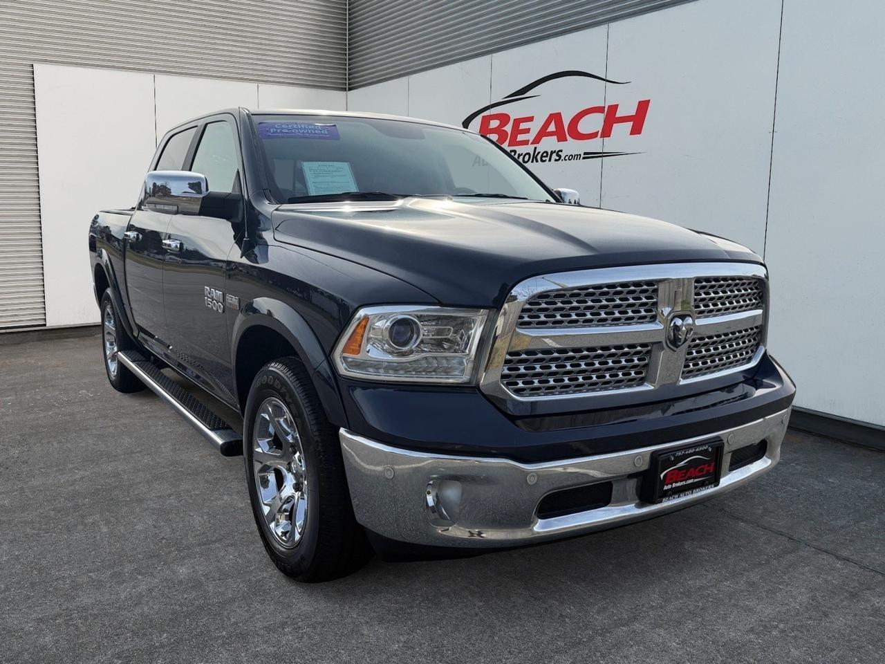 2017 Ram 1500 Laramie, HEATED AND VENTILATED SEATS, HEATED STEERING WHEEL, SUNROOF, HEATED REAR SEATS, ALPINE SPEAKERS, POWER SLIDING REAR WINDOW, NAVIGATION, REMOTE START, ONLY 1 OWNER, CLEAN CARFAX!