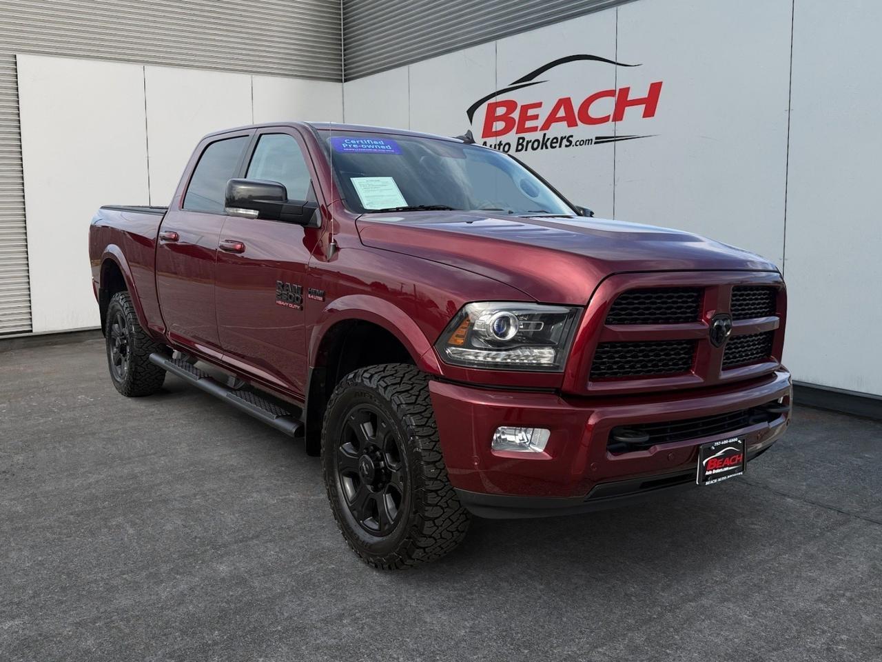 2017 Ram 2500 Laramie, HEATED/VENTILATED SEATS, HEATED REAR SEATS, BLUETOOTH, BACKUP CAMERA, TOW HOOKS, TOW PACKAGE, TONNEAU COVER, BED LINER, POWER FOLDING MIRRORS, NAVIGATION, RUNNING BOARDS, ALPINE SPEAKERS, UNIVERSAL GARAGE DOOR OPENER, CLEAN CARFAX!