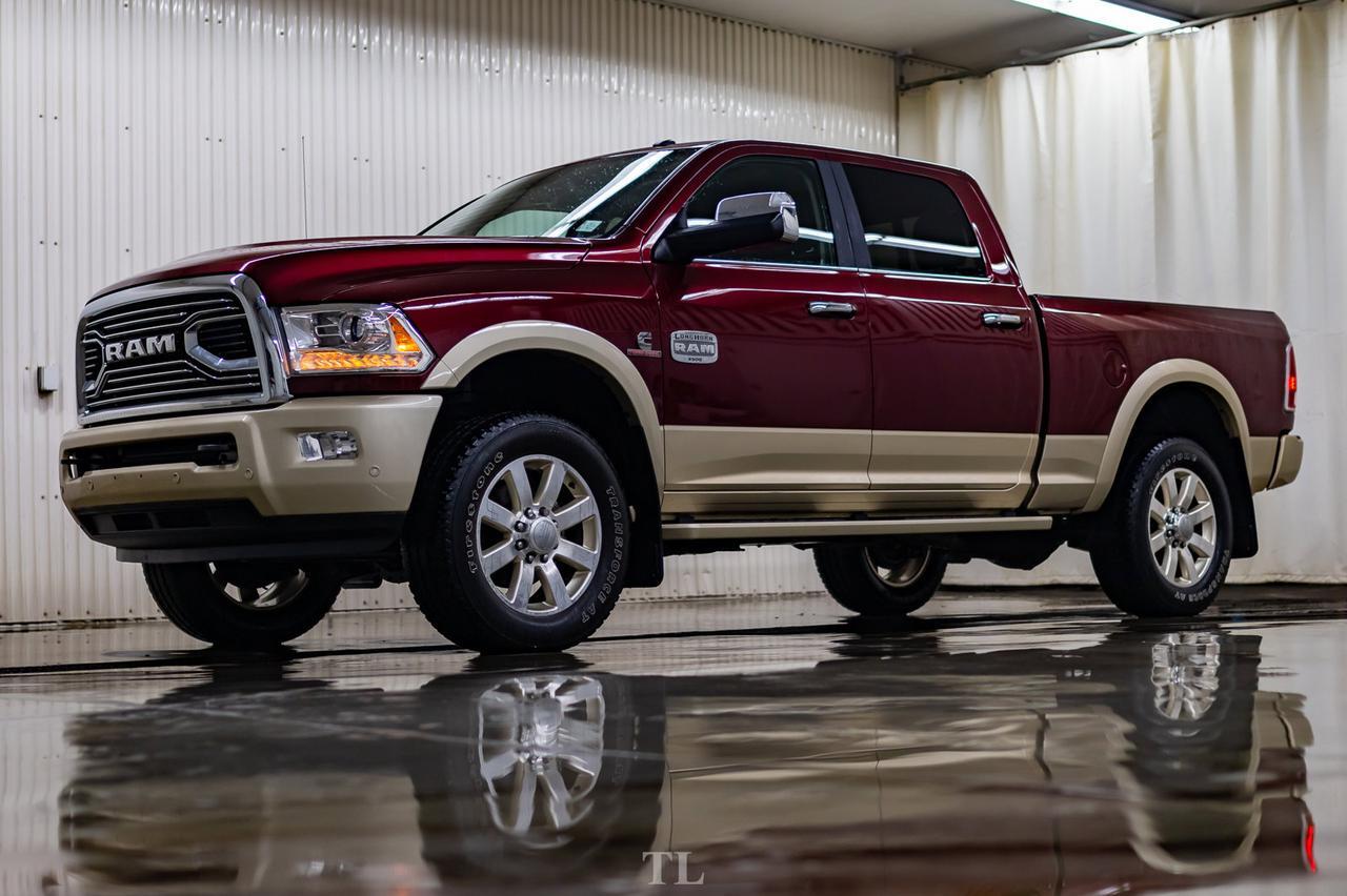 2017 Ram 3500 4x4 Crew Cab Longhorn Diesel AISIN  Leather Roof Nav Red Deer AB