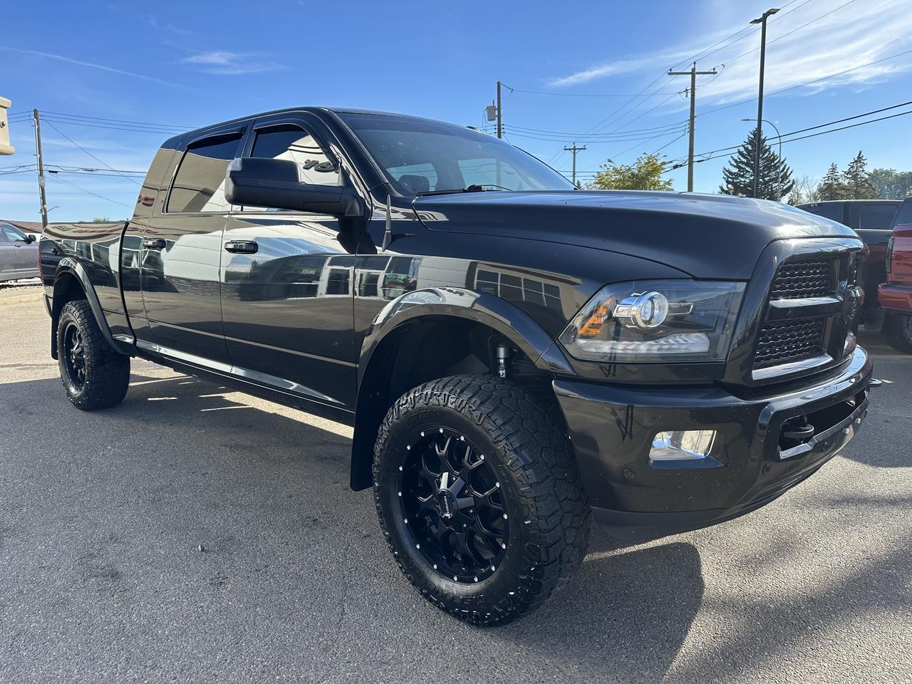 2017 Ram 3500 Laramie | RARE G56 MANUAL | Mega Cab | DELETED | Level Kit | Night Edition | Sun Roof Redwater AB