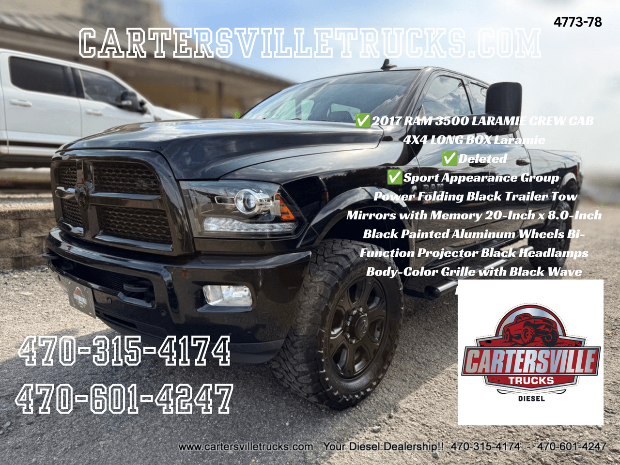 2017 Ram 3500 Laramie 4X4 - SPORT PKG - SRW - LWB - DELETED