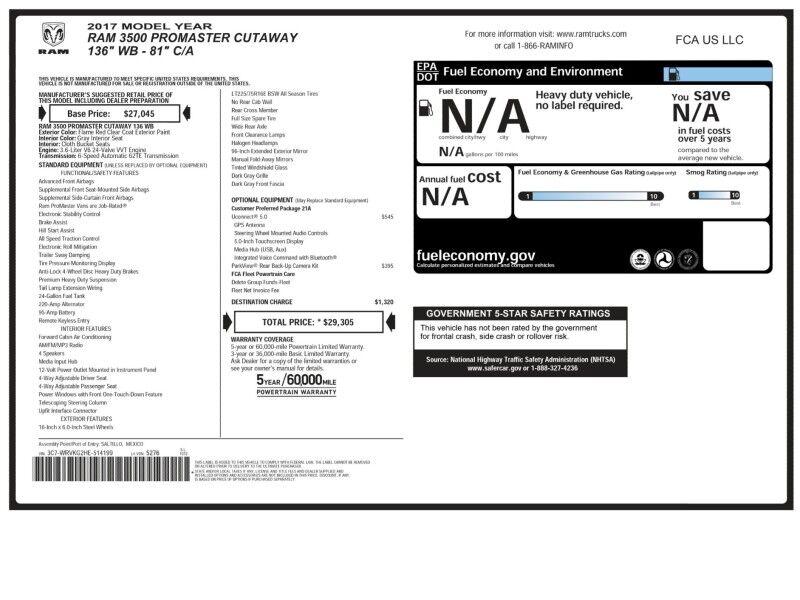 2017 Ram ProMaster Cutaway 3500 136 Cutaway FWD Arlington VA