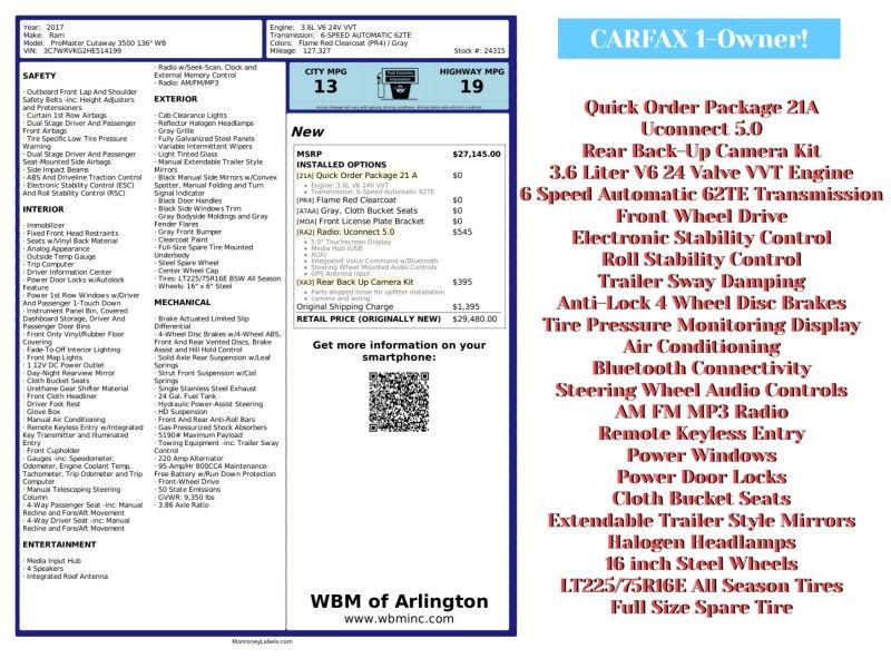 2017 Ram ProMaster Cutaway 3500 136 Cutaway FWD