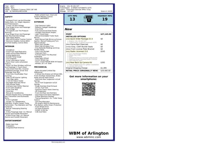 2017 Ram ProMaster Cutaway 3500 136 Cutaway FWD