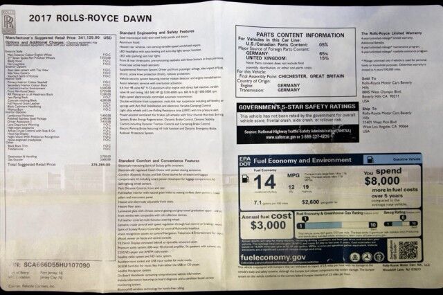 2017 Rolls-Royce Dawn ($375,355 MSRP) *ONLY 2400 MILES* *1-OWNER* *ENGLISH WHITE ON SE San Diego CA
