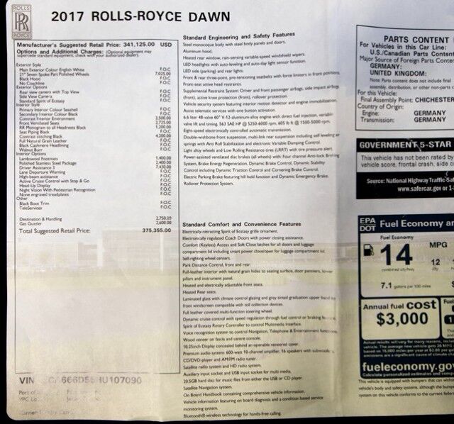 2017 Rolls-Royce Dawn ($375,355 MSRP) *ONLY 2400 MILES* *1-OWNER SINCE NEW* San Diego CA