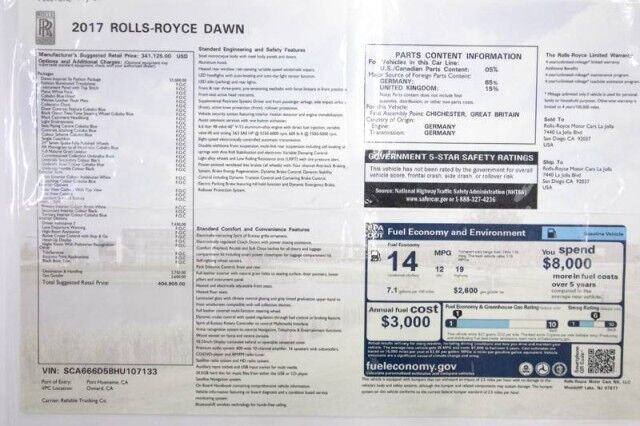 2017 Rolls-Royce Dawn ($404,905 MSRP) *INSPIRED BY FASHION EDITION* *RARE SPECIAL EDITION* San Diego CA