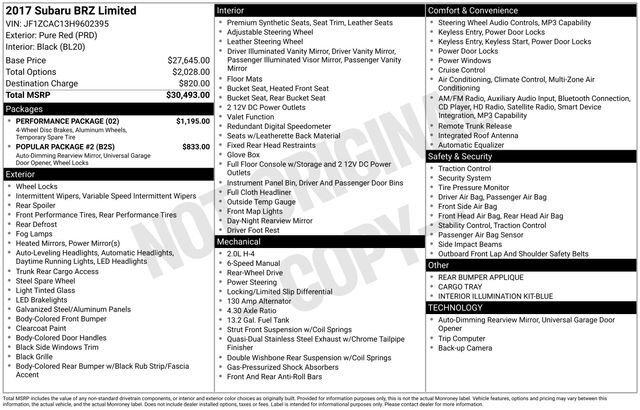 2017 Subaru BRZ Limited Raleigh NC