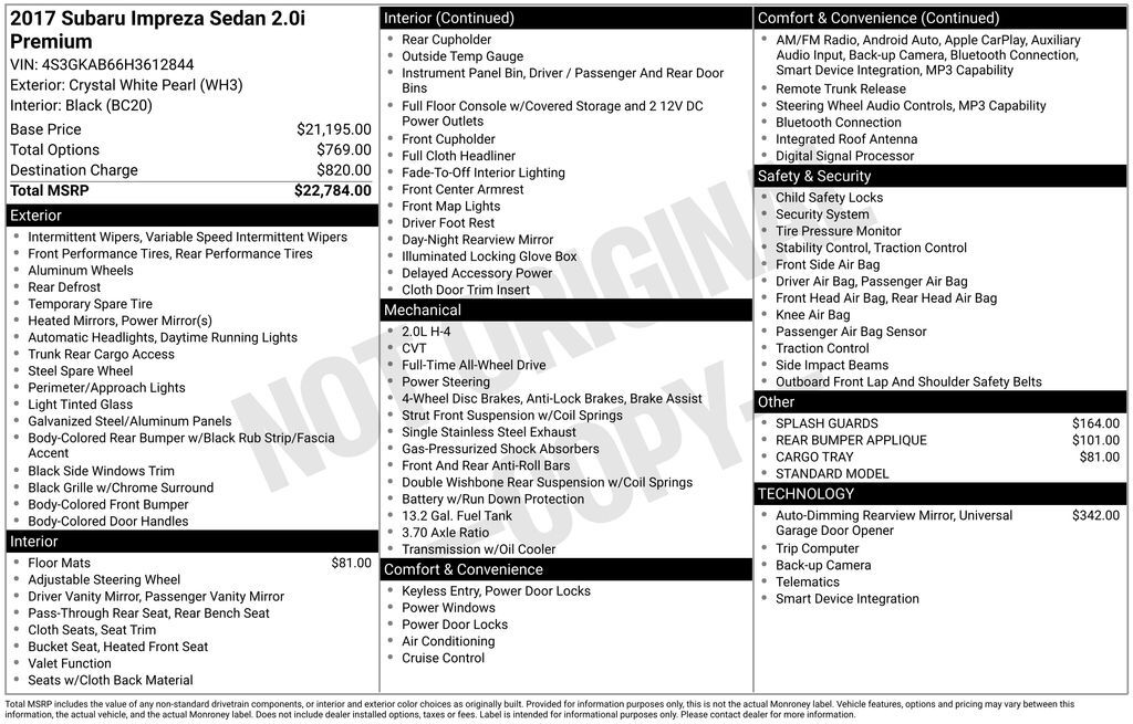 2017 Subaru Impreza 2.0i Premium Akron OH