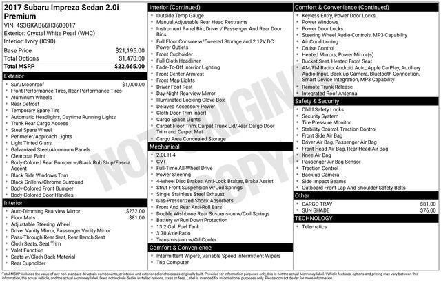 2017 Subaru Impreza 2.0i Premium Raleigh NC