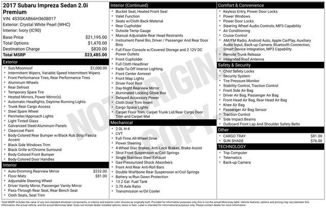 2017 Subaru Impreza 2.0i Premium Raleigh NC