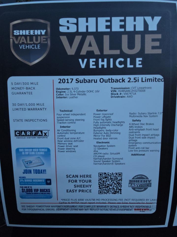 2017 Subaru Outback 2.5i Waldorf MD