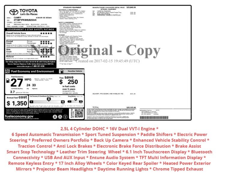 2017 Toyota Camry SE Arlington VA