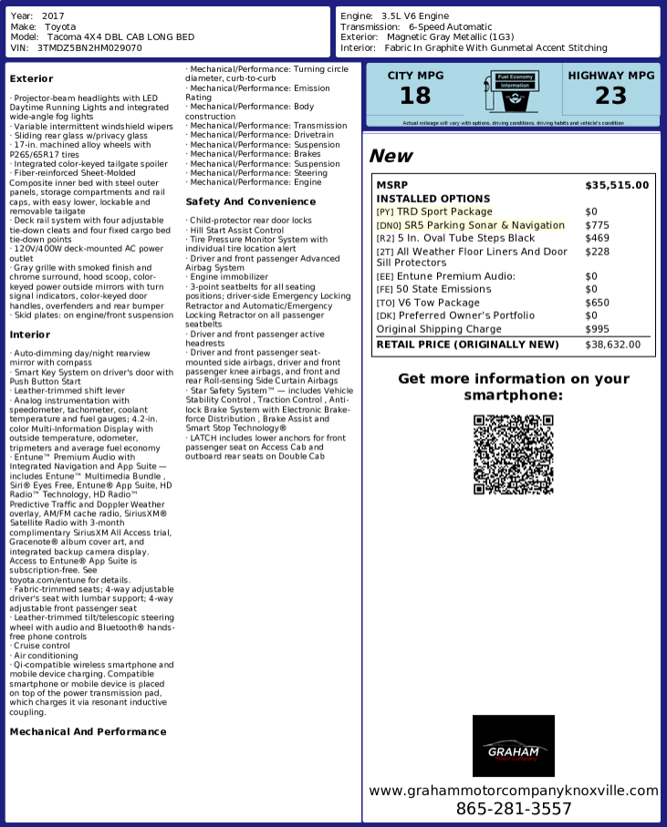 2017 Toyota Tacoma TRD Sport Knoxville TN