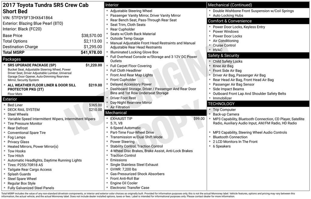 2017 Toyota Tundra SR5 OR