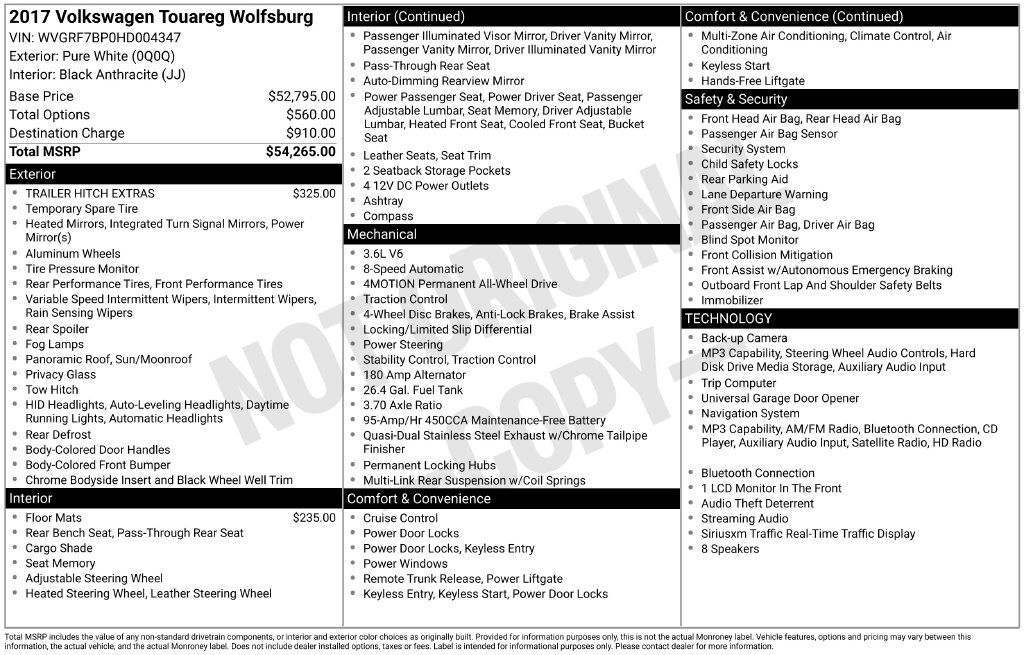 2017 Volkswagen Touareg V6 OR