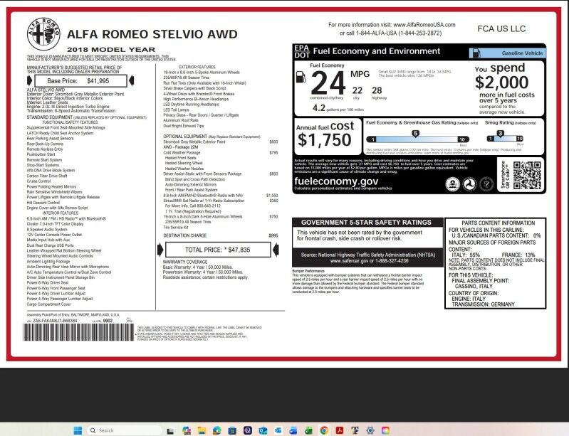 2018 Alfa Romeo Stelvio AWD