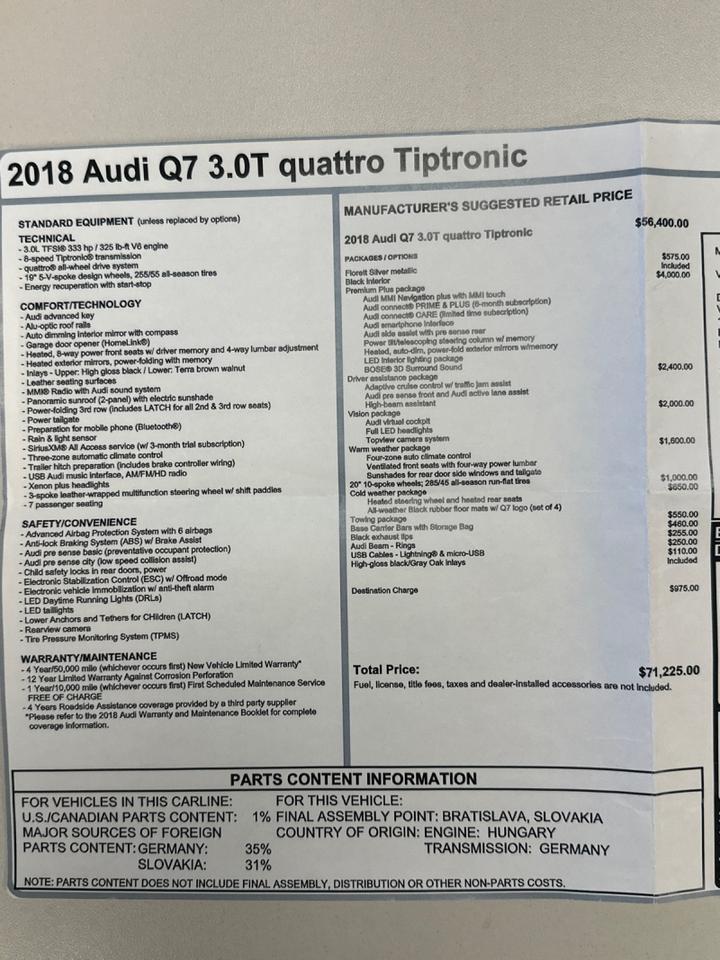 2018 Audi Q7 Quattro AWD Premium Plus West Chester PA
