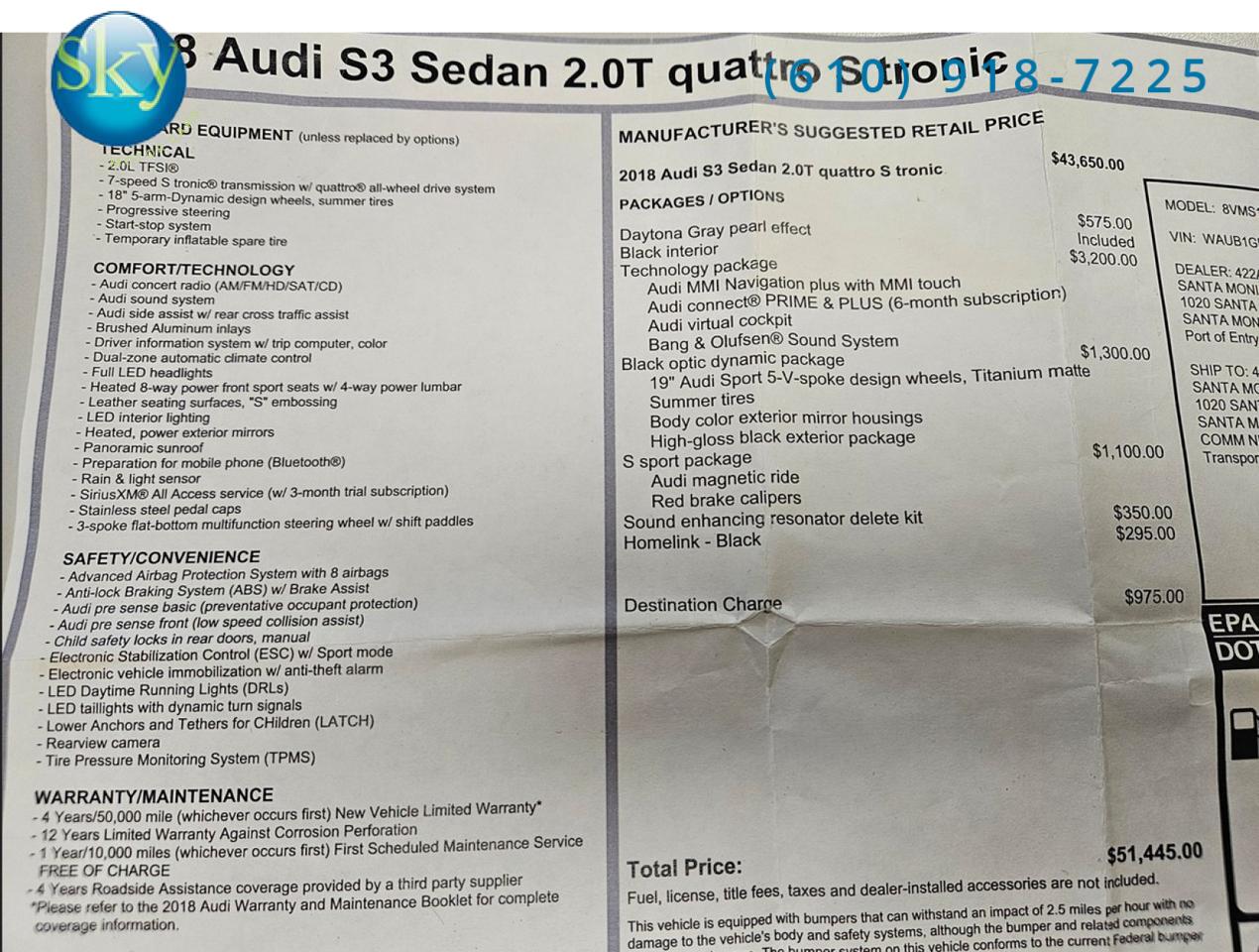 2018 Audi S3 Premium Plus Quattro AWD