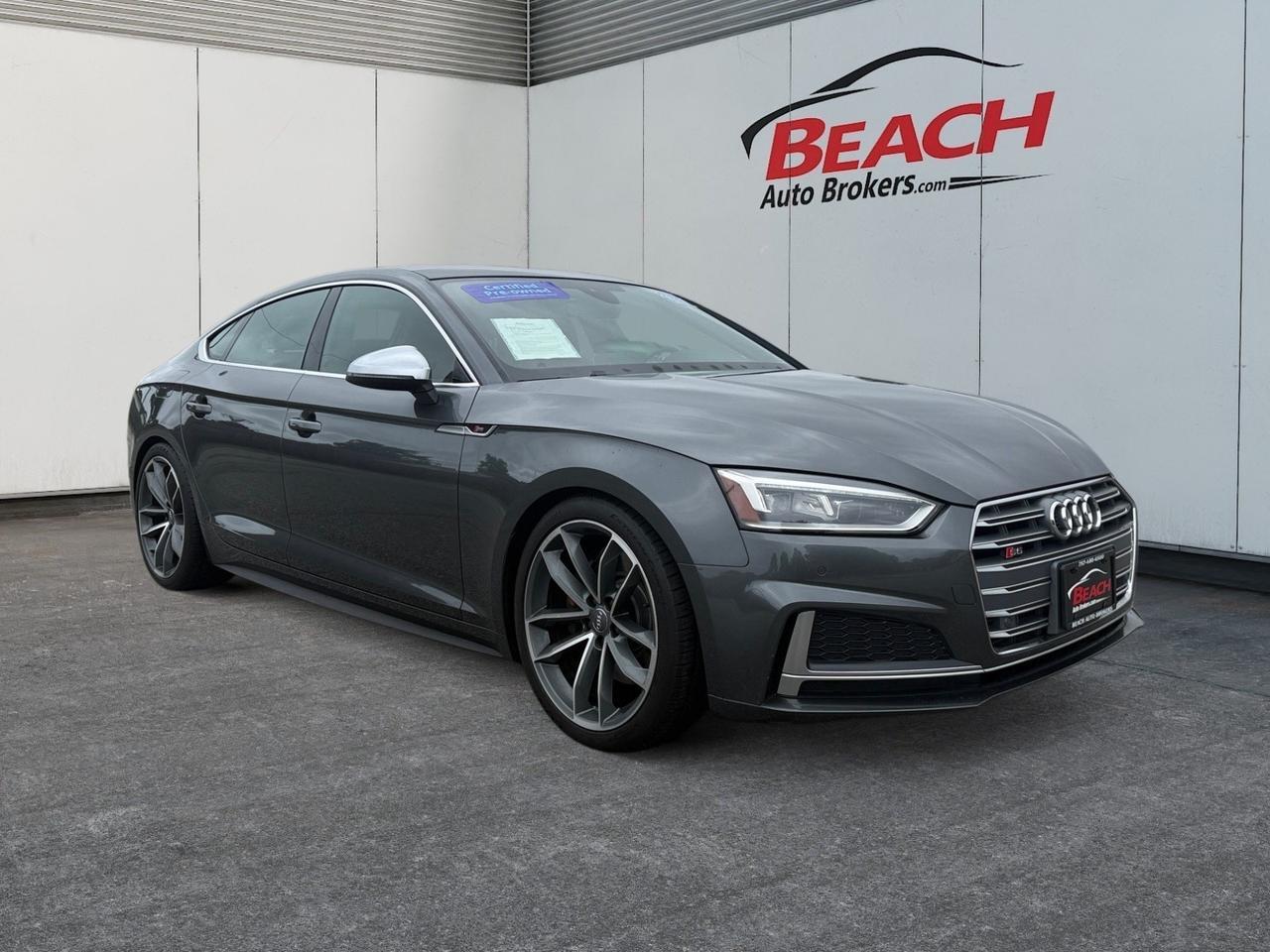 2018 Audi S5 Sportback Premium Plus, HEATED SEATS, SUNROOF, UNIVERSAL GARAGE DOOR OPENER, POWER LIFTGATE, BANG & OLUFSEN SPEAKERS, BLUETOOTH, BACKUP CAMERA, POWER MIRRORS, COME AND TEST DRIVE TODAY!