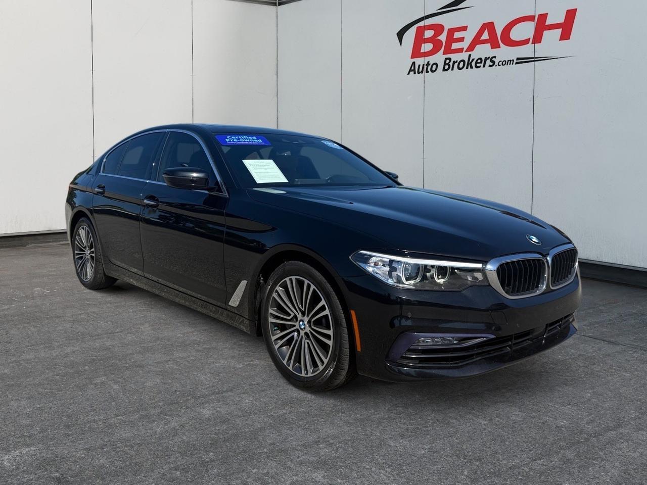 2018 BMW 5 Series 530i, HEATED SEATS, BLUETOOTH, POWER LIFTGATE, BACKUP CAMERA, POWER FOLDING MIRRORS, POWER MIRRORS, SUNROOF, KEYLESS START, FLOOR MATS, THIS BLACK BEAUTY IS READY TO BE DROVE!