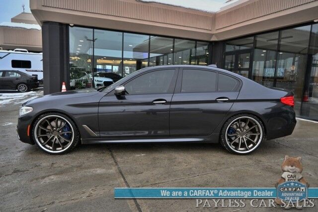 2018 BMW 5 Series M550i / AWD / AutoStart / Executive & Cold Weather Pkg / Heated & Cooled Leather Seats / Heated Steering / Sunroof / NAV / HUD / Harman Kardon Speakers / 22 Inch Blaque Diamond Wheels / Second Set of Rims & Tires Anchorage AK