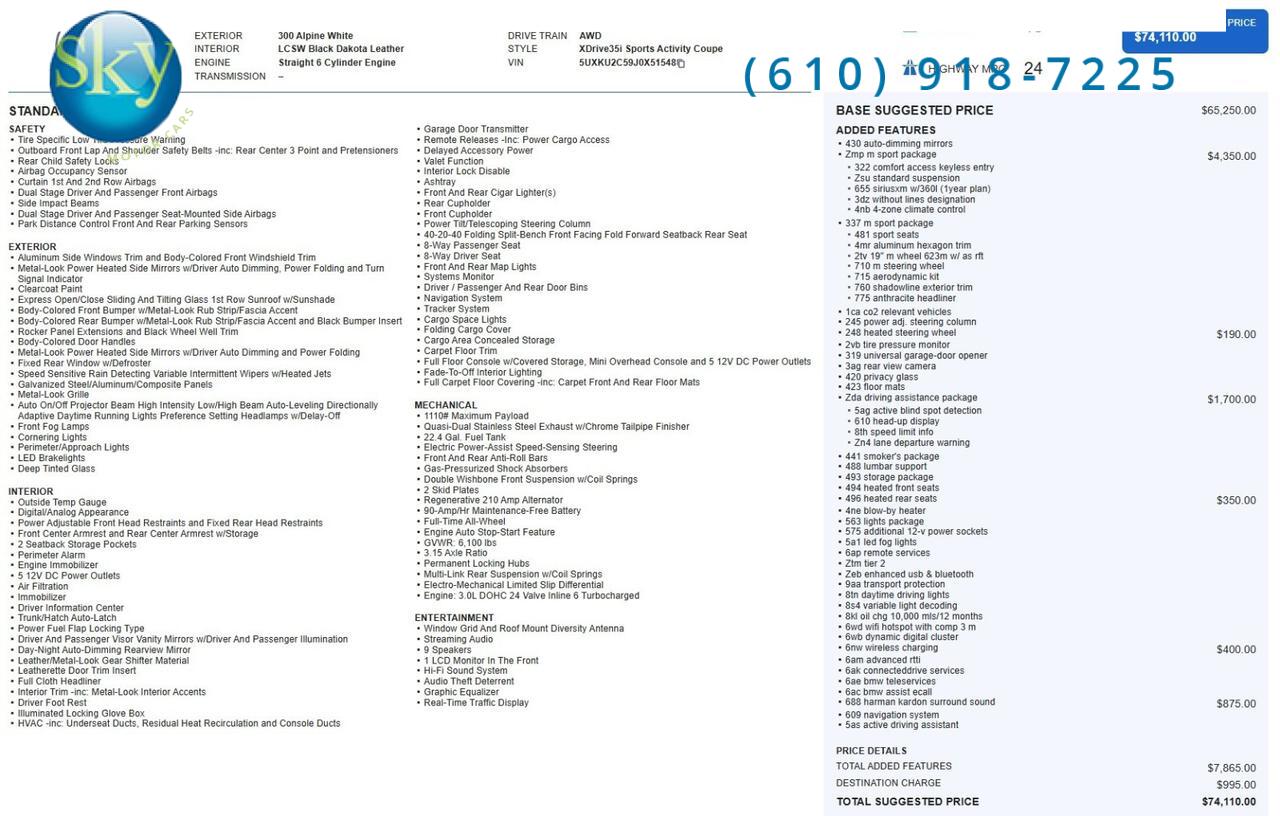 2018 BMW X6 AWD xDrive35i