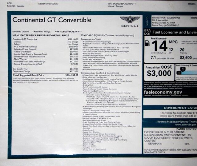 2018 Bentley Continental GTC W12 Convertible ($266,105 MSRP!) *MULLINER DRIVING SPEC* *ON San Diego CA