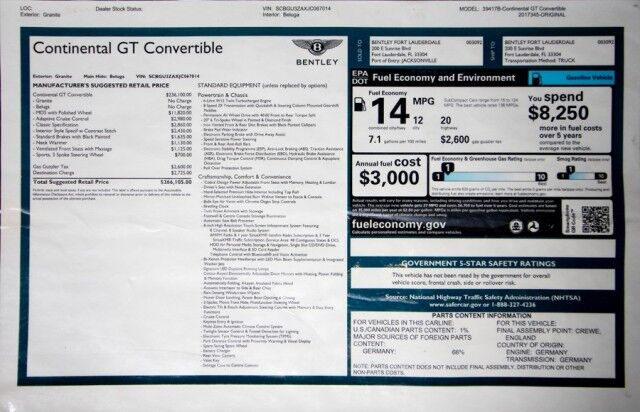 2018 Bentley Continental GTC W12 Convertible ($266,105 MSRP!) *MULLINER DRIVING SPEC* *ONLY 15,000 MILES* San Diego CA