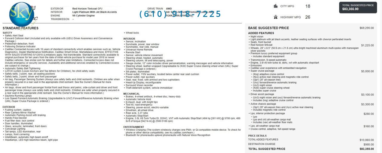 2018 Cadillac CT6 AWD Premium Luxury AWD w/Super Cruise West Chester PA